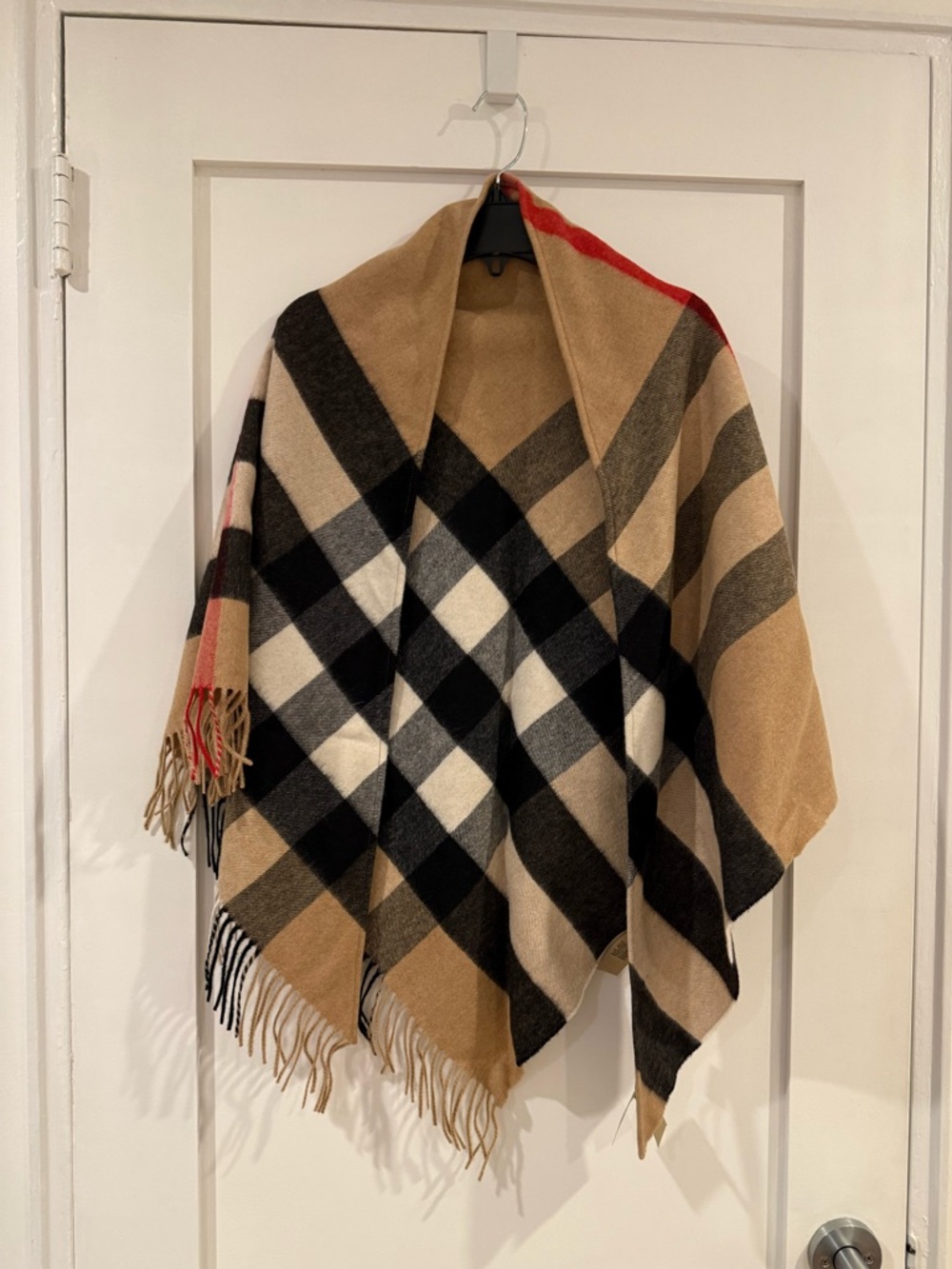 NWT. Burberry Half Mega Check Cashmere Fringe Bandana Scarf - Picture 4 of 11